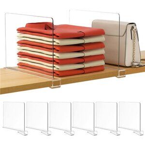 Closet Organizers and Storage Clear Shelf Dividers Vertical Purse Organizer 6 Pk